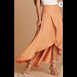 Ambrosio Light Orange High-Low Maxi Skirt